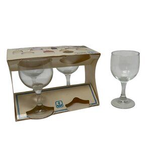 Vintage Anchor Hocking Wine Glasses Set of 4 Clear Footed Barware USA made 6.5oz